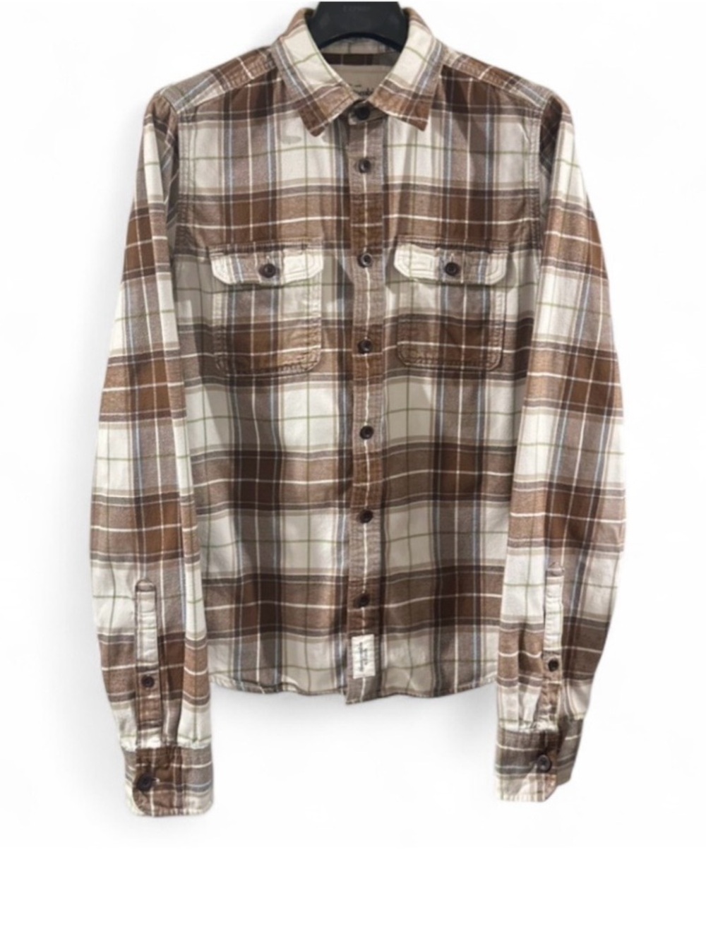 VTG Y2K Men’s Abercrombie & Fitch Brown/White Flannel Shirt Size Large